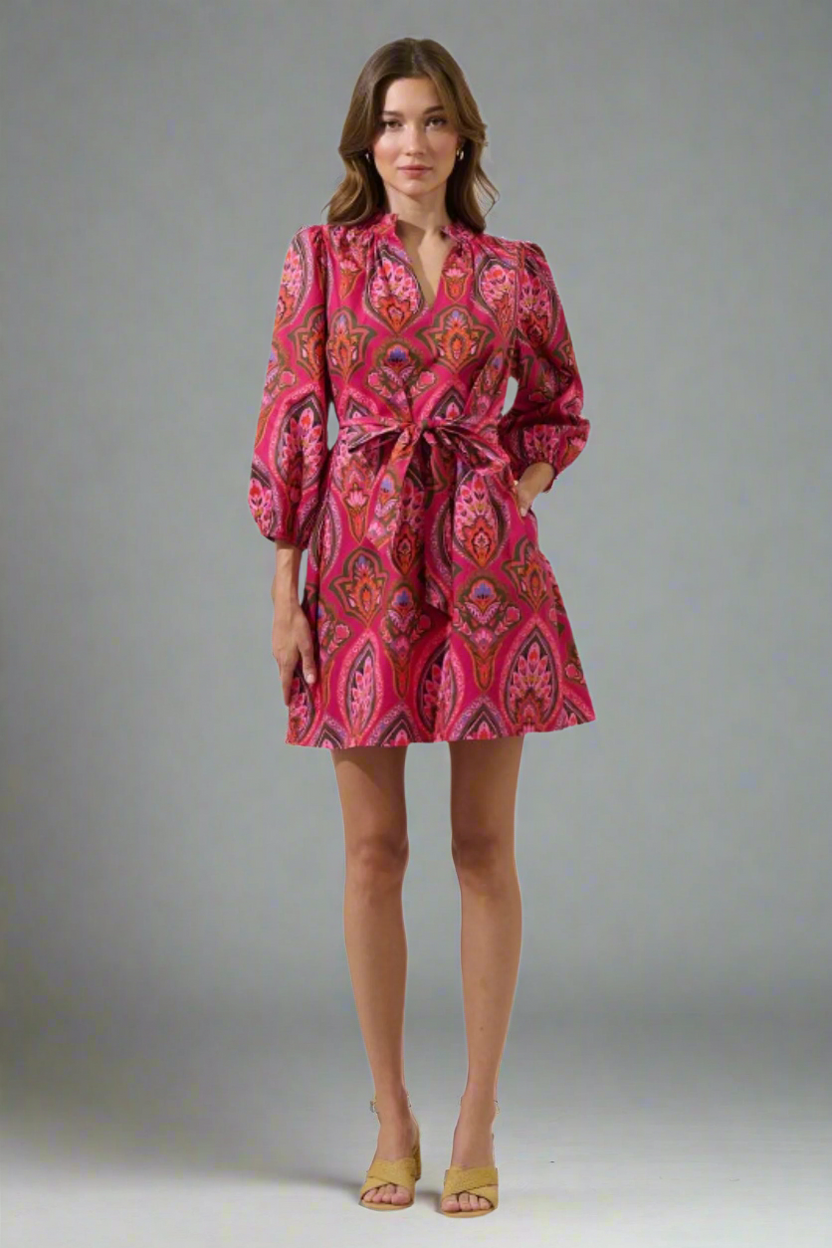 Berry Muliti-Color Paisley Mini Dress with Pockets | The Pocket Mouse