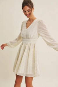 Cream and Gold Embroidered Chiffon Dress With Pockets | The Pocket Mouse