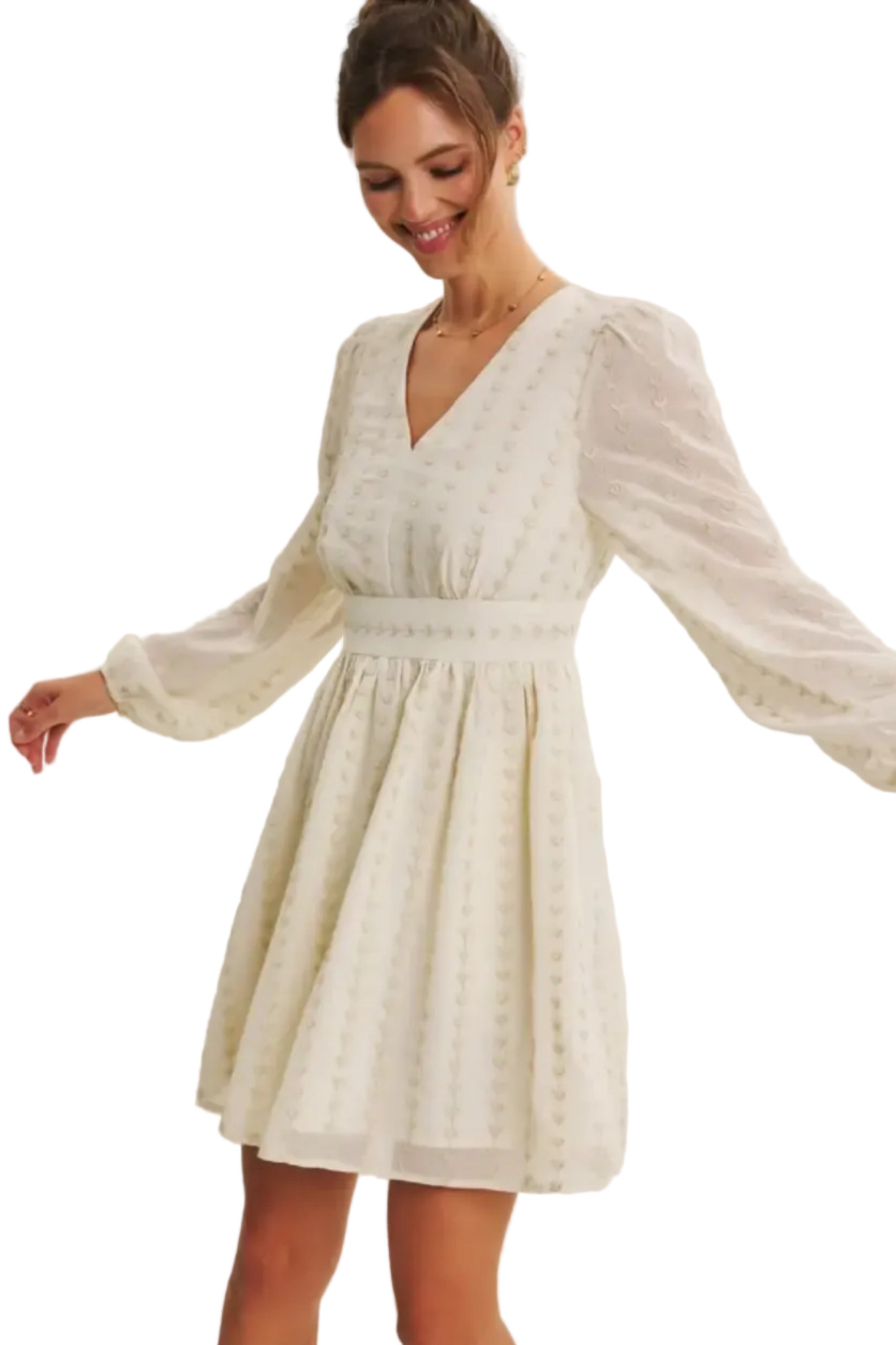 Cream and Gold Embroidered Chiffon Party Dress With Pockets | The Pocket Mouse