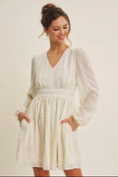 Cream and Gold Embroidered Chiffon Dress With Pockets | The Pocket Mouse