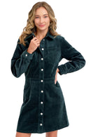 Green Corduroy Mini Work Dress with Pockets | The Pocket Mouse