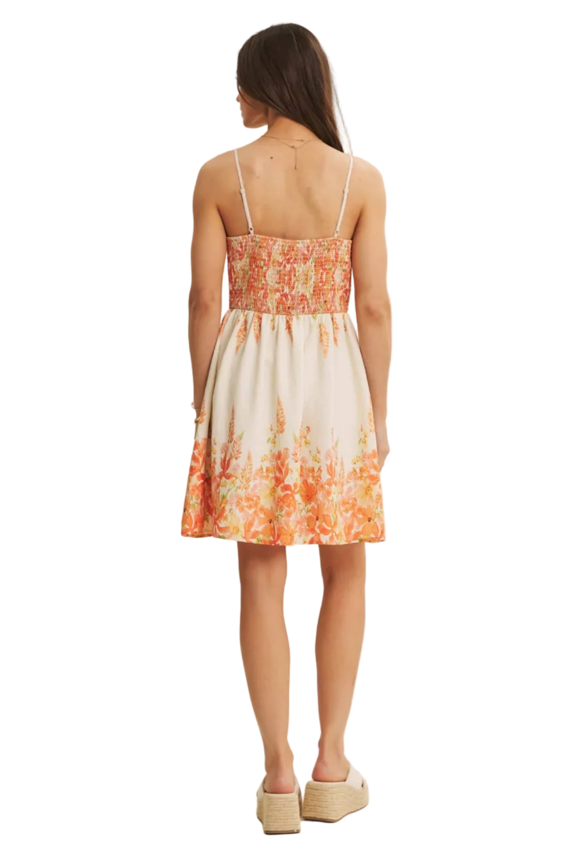 Orange Floral Sun Dress with Pockets | The Pocket Mouse
