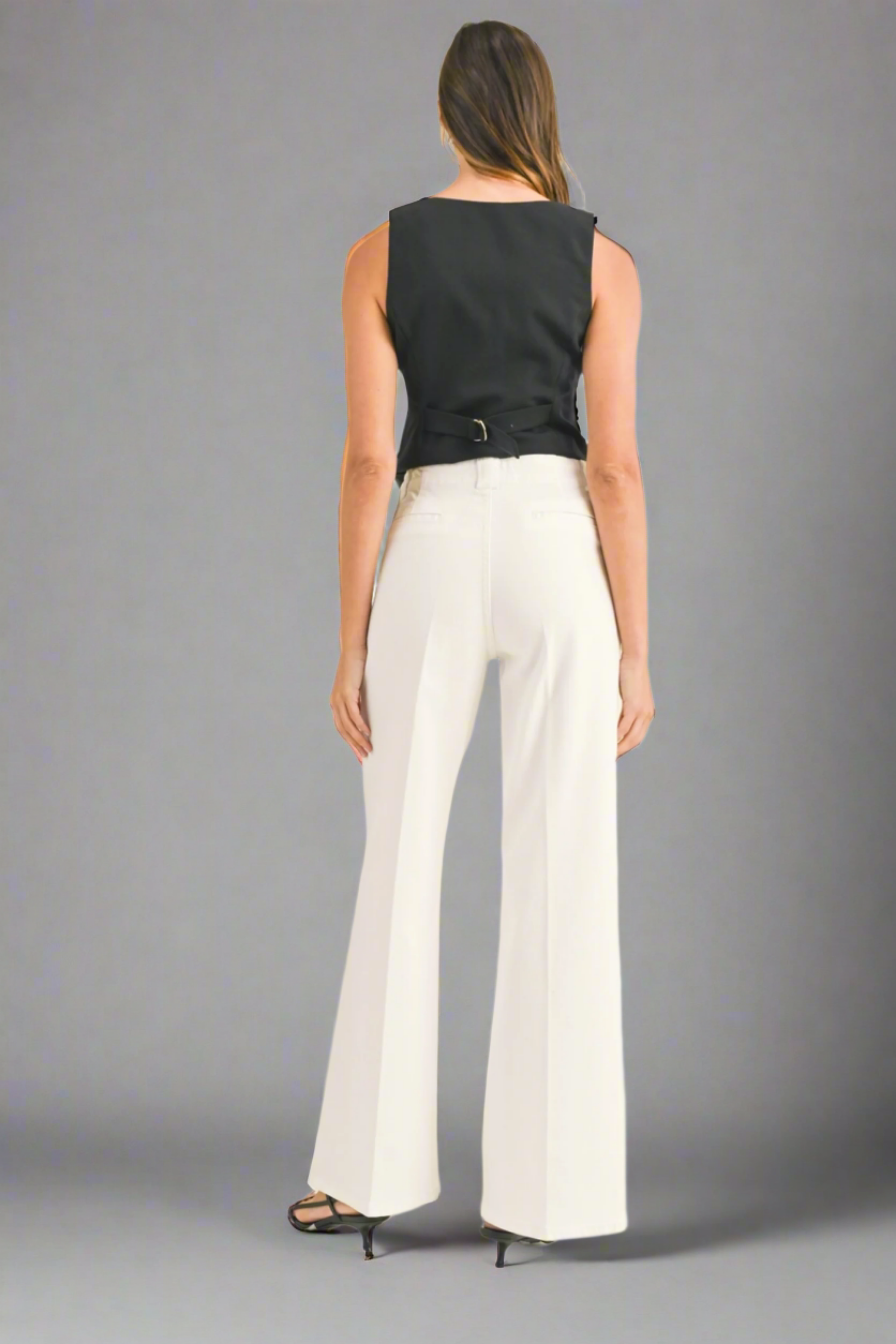Patch Pocket Wide Leg Pants White with Pockets
