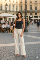 Patch Pocket Wide Leg Pants White with Front Pockets | The Pocket Mouse